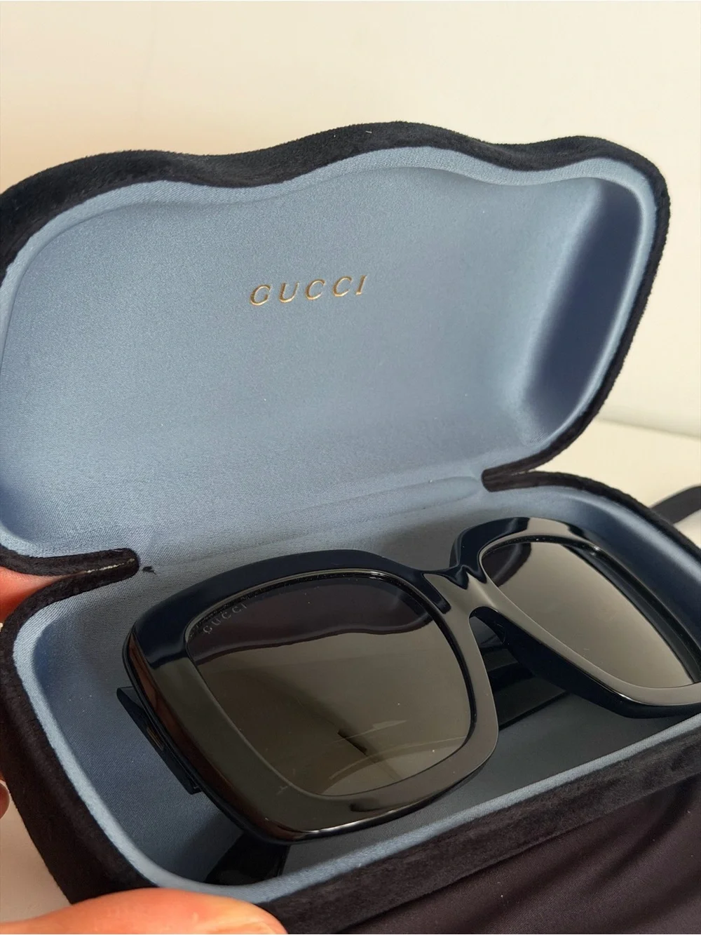 Gucci Black Oversized Square Sunglasses with Gold GG Emblem